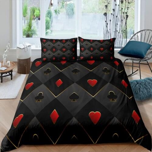 Home Textiles Luxury 3D Poker Print Duvet Cover Set 2/3 Pcs Pillowcase Kids Bedding Set AU/EU/UK/US Queen and King Size