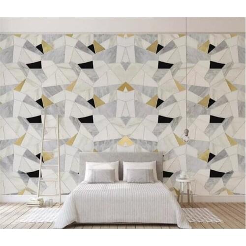 Custom Mural Wallpaper 3D Geometric Abstract Gold Polygon Marble Photo Wallpaper Living Room Bedroom Backdrop Wall 3D Home Decor