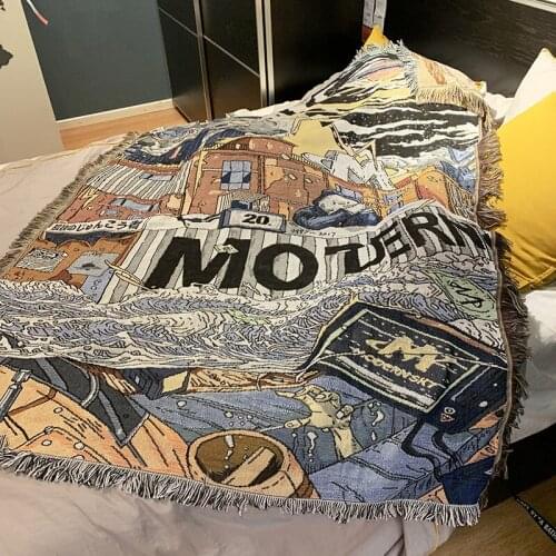 Geometry Sky Throw Sofa Blanket Sofa Cover for Warm Knitted Comfortable Bed Travel Plane Non-Slip Tapestry Decorative Blankets