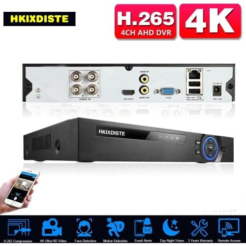 H.265 4 Channel 4K Hybrid 6 in 1 NVR TVI CVI AHD CCTV DVR Recorder 4CH 8MP ONVIF XMEYE Digital Surveillance Video Recorder 5MP
