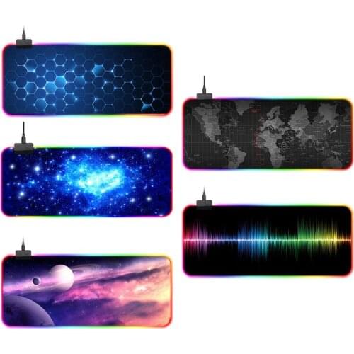 RGB Gaming Mouse Pad Large Cool Gaming Mouse Mat with 14 Types Light and Non-Slip Rubber Base