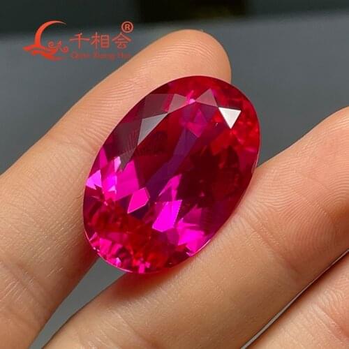 Rose pink color oval shape artificial ruby 20*30mm 60.75ct Natural cutcorundum gem stone for jewelry making