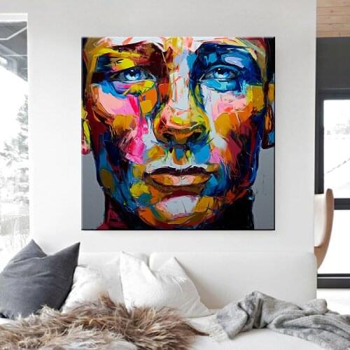 Canvas Painting Abstract Men Smoke Printed Posters Abstract Portrait Canvas Painting Colorful Wall Art Painting for Living Room