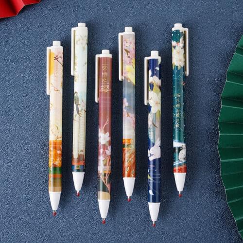 Chinese Feng Shui Pen Limited Antique Press Gel Pen 0.5mm Black Ink Pen for Exams 1/2/3/6PCS