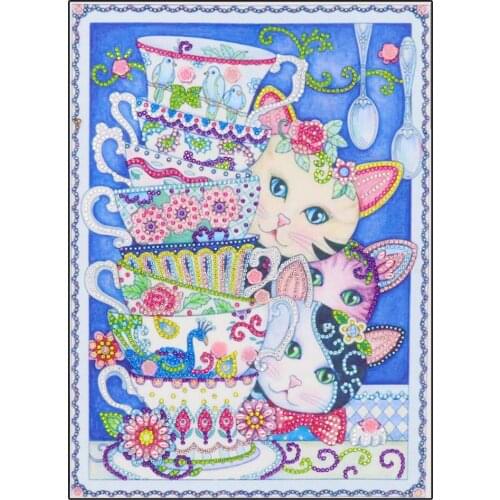 Round paint 5D DIY diamond cup cat with golden crystal diamond cross stitch Mosaic Mosaic for home decor case newly arrived