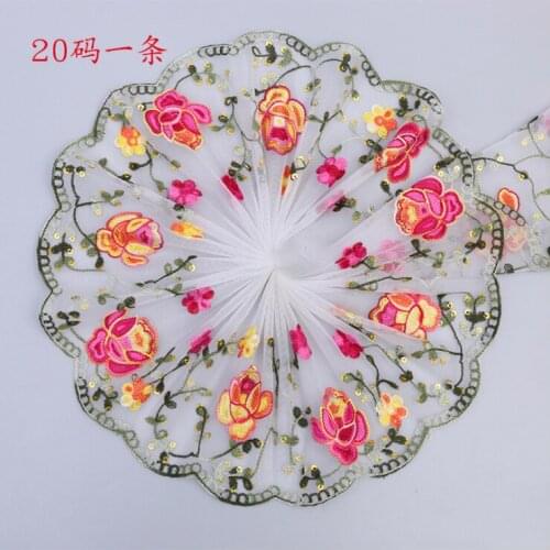 20Yards Floral Lace Trims Fabric Embroidery Net Lace Trim For Sewing Decoration DIY Craft Materials Clothing Accessories
