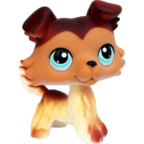 LPS CAT Real animal action figure pet shop toys old rare dog collie #58 Tan Cream Brown Mocha blue eyes