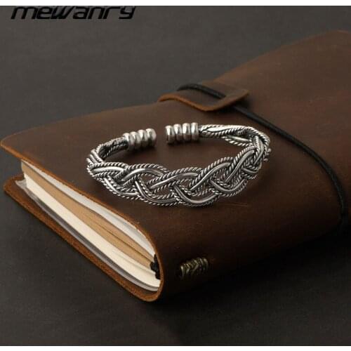 MEWANRY 925 Sterling Silver Bracelets 2021 Trendy Elegant Vintage Couple Hollow Twist Design Bangles Party Jewelry Birthday Gift