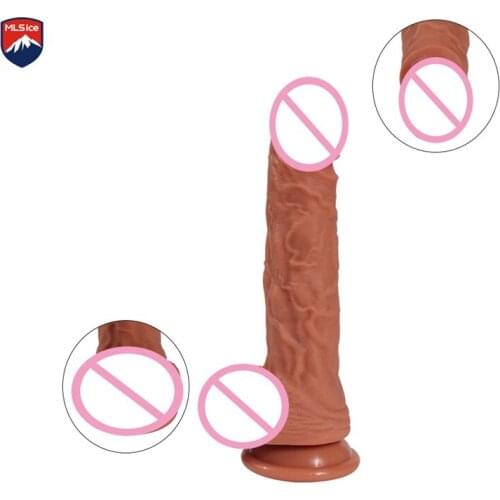 MLSice 22.5CM Long Soft Big Realistic Silicone Health Dildo Artifical Men Glans and Balls Super Real Feel Penis Dick for Women