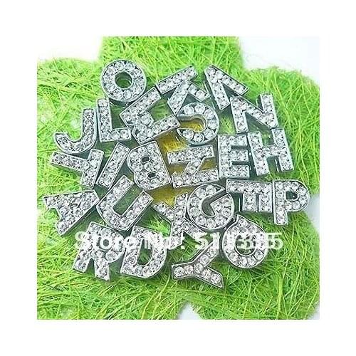Wholesale 1300pcs/lot 8mm A-Z full rhinestones bling slide letter fit for diy phone strips wristband
