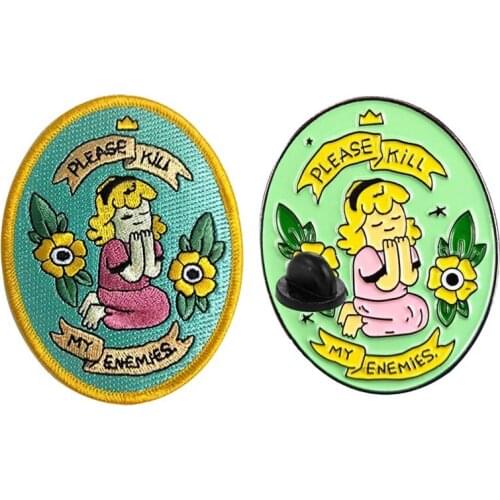 Please Destroy My Enemies Enamel Pin and Patch Set