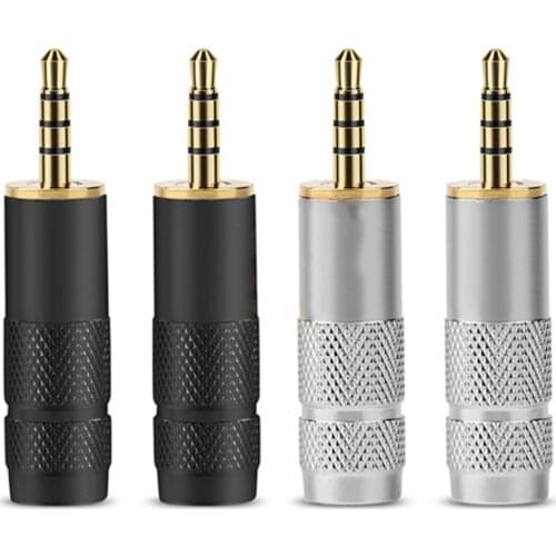 Jack 2.5 Headphone Plug 4 Pole Male Earphone Splice Adapter DIY Gold Plated Copper 2.5mm Headset Repair Solder Wire Connector