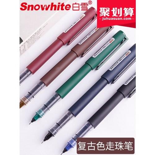 SNOWHITE X100 Roller Pen 0.5mm Retro 5 Colors Direct-fluid-roller Pen Quick-drying Gel Pen 3/5/12PCS