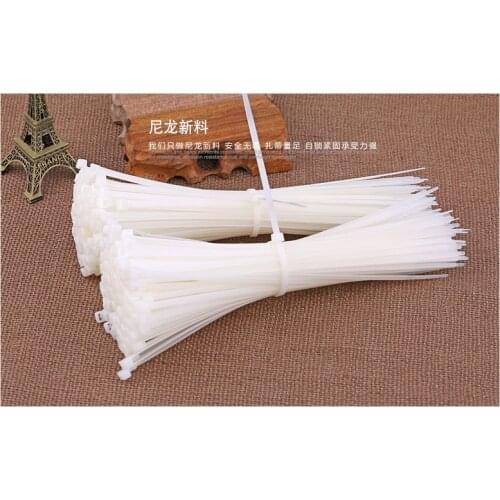 Self locking nylon binding band large binding band plastic buckle fastener binding line rope white / Black 100PCS