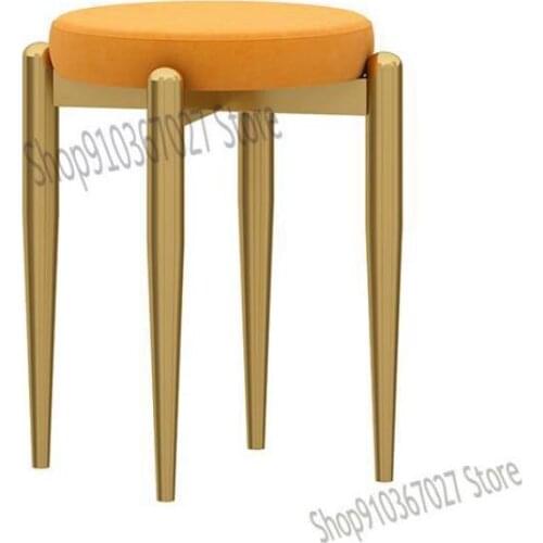 Net Red Small Round Stool Ins Fabric Fashion Simple And Creative Shoe Changing Stool Makeup Stool Iron Soft Bag Stool