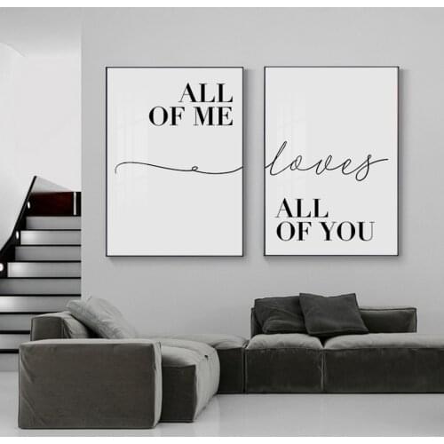 Modern Black White Quotes Minimalist Pictures Romantic Love Canvas Art Painting Nodic Living Room Decor Wall Prints and Posters