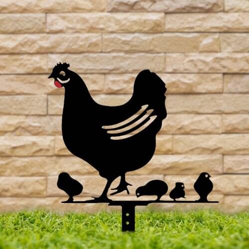 Garden Decoration Outdoor Garden Backyard Lawn Stakes Metal Hen Decor Gift Farm Rooster Decorative Cockerel Ornaments