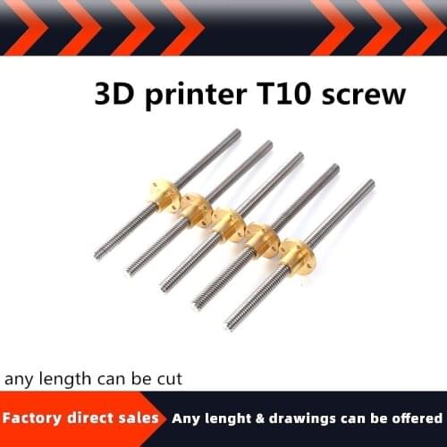 T-type screw screw T10 screw stepper motor screw 3D printer screw nut diameter 10mm with Brass Nut