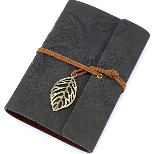 Vintage Black PU Leather Cover Loose Leaf Blank Notebook Journal Diary Gift
