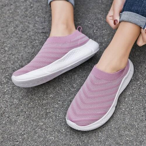 Hot Sale Flying Woven Mesh Lightweight Womens One-step Non-slip Breathable Vulcanized Sneakers