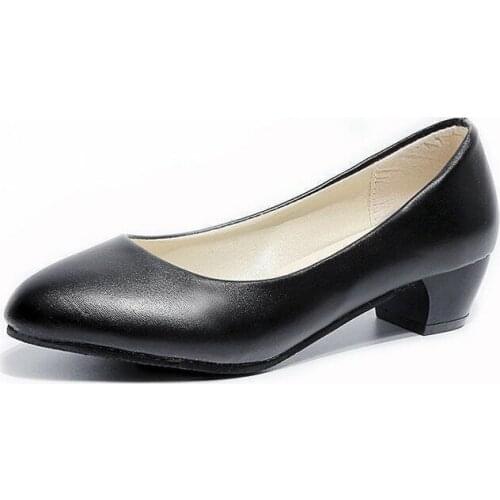 Womens shoes low thick heels pointed toe shallow mouth casual shoes professional work shoes comfortable shoegb