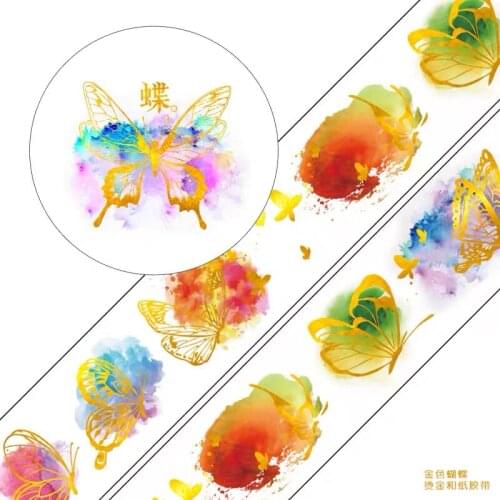 Gold Butterfly Washi Tape for Card Making Bullet Journal DIY Scrapbooking Label Sticker