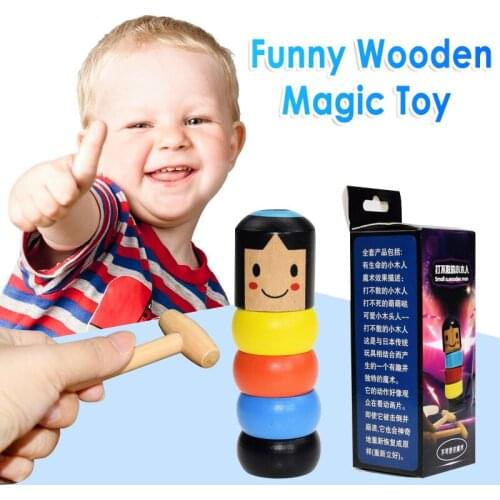 1set immortal Daruma indestructible wooden man magic toy can not be scattered small wooden people interesting toy accessories