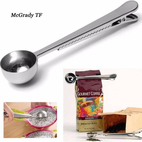 1 Pcs Multifunction Stainless Steel Coffee Spoon Milk Powder Spoon Tea Spoon And Sealing Clip Stainless Steel Coffee