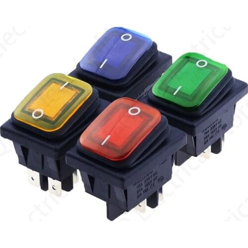 1pcs on off 12V/220V Heavy Duty 4 pin DPST IP67 Sealed Waterproof Auto Boat Marine Toggle Rocker Switch with LED 12V 220V 22*27