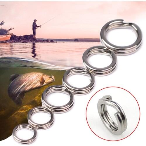100pcs 304 Stainless Steel Connector Fishing Split Rings Swivel 3#-8# Double Circle Round Snap Lure Open Carp Fishing Accessorie