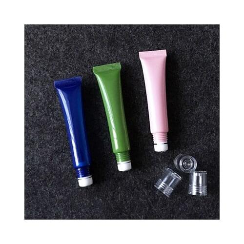 20G Pink Green Empty Cosmetic Plastic Soft Tube with 3 Beads Rollers Eye Cream Essential Oil Gel Packaging Containers 20pcs/lot