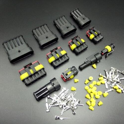 5 sets Kit 2 pin 1/2/3/4/5/6 pins Way AMP Super seal Waterproof Electrical Wire 1.5 Connector Plug for car