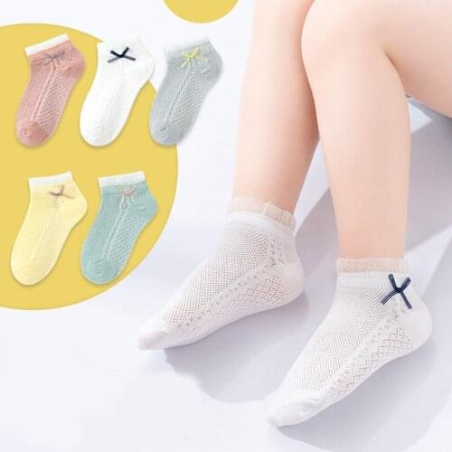 5 Pairs Lot Children Summer Short Cotton Socks Kids Toddler Girls Mesh Cute Invisible Frilly Ruffle Lace Socks Baby Accessories
