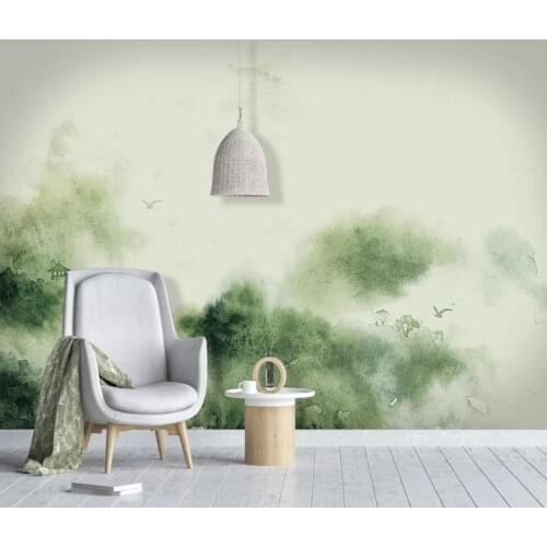 Customized large-scale 3D mural wallpaper new Chinese hand-painted watercolor wonderland landscape living room background wall
