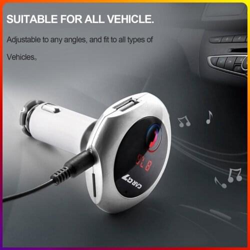 Car Player Dual USB Wireless W Slot-in FM Transmitter MP3 Player 360 Degrees Rotating Car Charger
