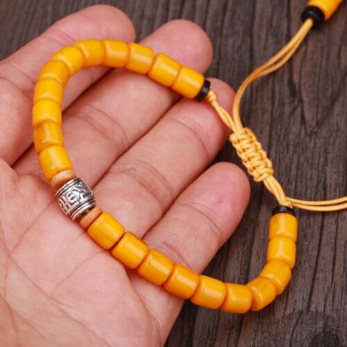 KEJIALAI Beeswax Bracelet Six Word Mantra Charactert Rudraksha Japa Mala Meditation Buddhism Pray String Buddhist Bracelet
