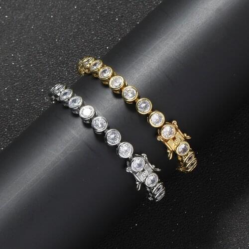 Wholesales Hip hop Iced Out Zircon Bracelet 5mm width 7inch 8inch BrassMens Jewelry CZ Bracelet BB112