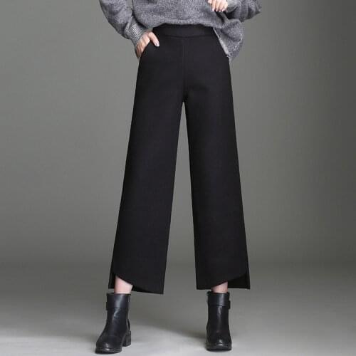 MRMT 2021 Brand Autumn Winter New Womens Wool Trousers Broad Leg Pants for Female Casual Pants Thick Wool Nine Trousers