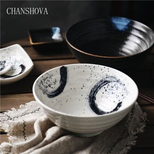 CHANSHOVA Chinese Retro Style Under Glazed Ceramic Bowl High Capacity 900ML China Porcelain Noodle bowl Kitchen Utensils H329