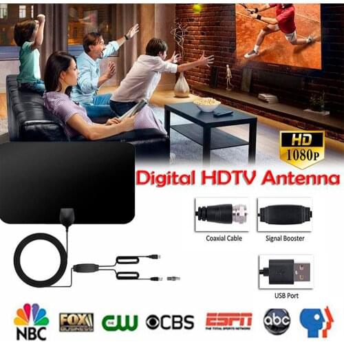 T2 4K 25DB High Gain HD TV DTV Box Digital TV Antenna EU Plug 50 Miles Booster Active Indoor Aerial HD TV Flat Design