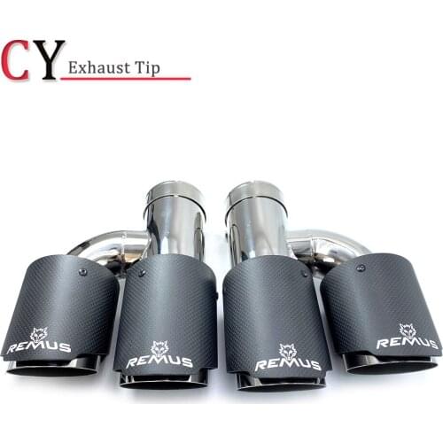 2PCS H Style Dual Matte Carbon Fiber Stainless Steel Exhaust Pipe Universal Auto Tip Double Muffler Tip For Any Car