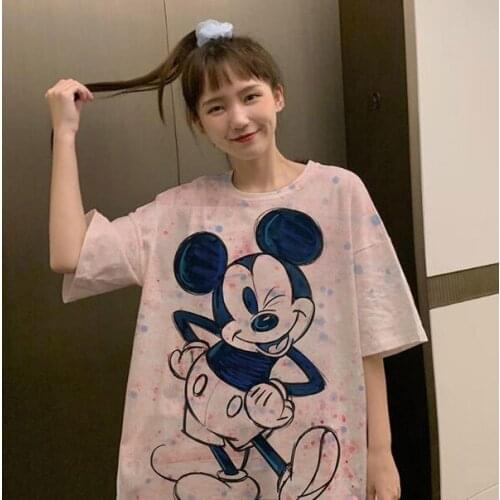 Cartoon Disney Mickey T-shirt Top Casual Summer Oversized Ladies T-shirt Summer Harajuku Short Sleeve Casual T-shirt