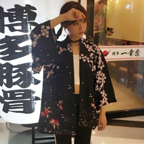Japanese Oriental Crane Sakura Kimono Haori Cardigan Chinese Tang Suit Ukiyo-e Bath Robe Pajamas for Woman Coat Outfits