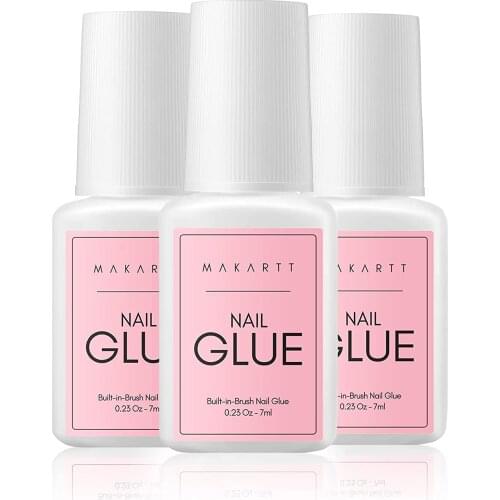 Makartt 3 Pcs Nail Glue for Acrylic Nails Super Brush on Nail Glue Kit Bond Quickly Artificial Nail Adhesive Glue for Nail Tips