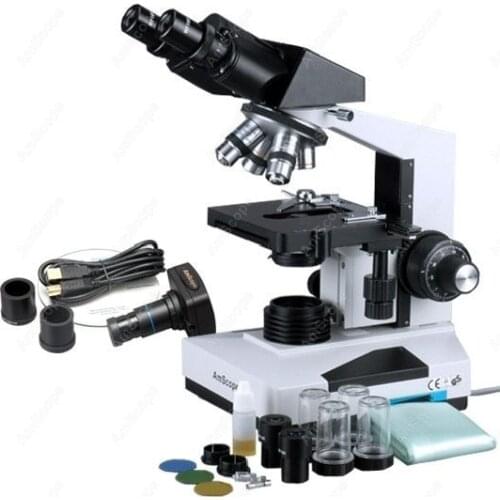 Compound Binocular Microscope--AmScope Supplies Compound Binocular Microscope 40X-2000X + 1.3 MP Camera