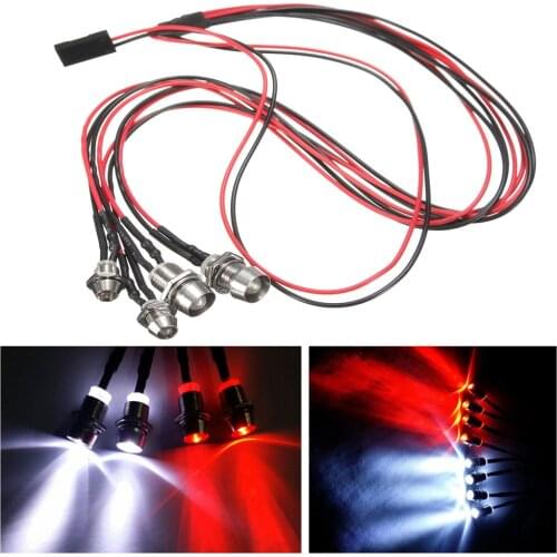 4 Set 16Leds LED Light Set Headlight Taillight for 1/10 1/8 RC Crawler Car Traxxas TRX-4 TRX4 Axial SCX10 D90 D110