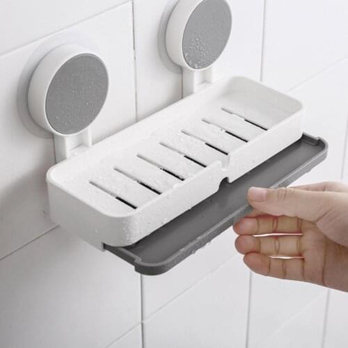 Sucker Soap Box Bathroom Soap Holder Non-marking Stick Soap Holder Non-Perforated Storage Rack For Bathroom Soap Rack Case