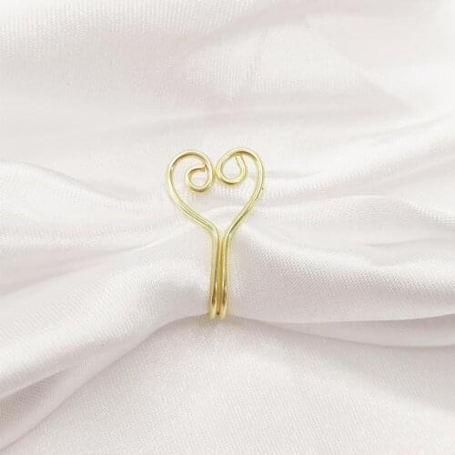 Handmade Copper Wire Heart Shape Fake Piercing Nose Ring Nose Clip Cuff Ring Ear Clip Cuff Non-pierced Body Jewelry