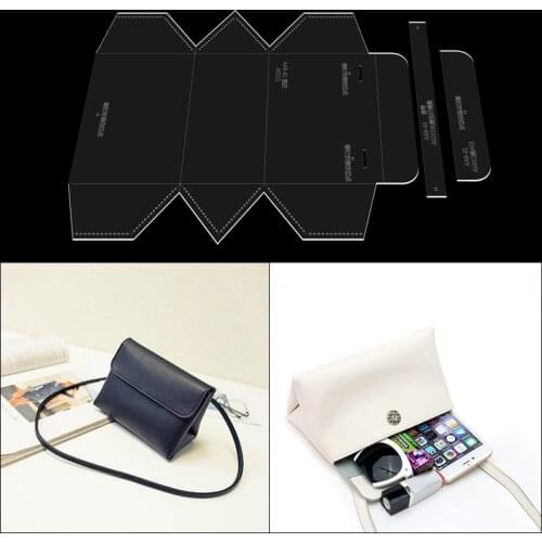 Fashion shoulder bag DIY handmade acrylic version type drawings leather wallet leather art paper pattern template for sewing pat