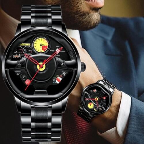 NIBOSI Men Watches Car Wheel Rim Hub Design Male Clock Stainless Steel Steering Wheel Waterproof Mens Watches Relogio Masculino
